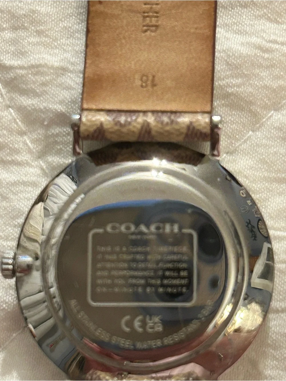 COACH Tan Signature Canvas Strap Watch